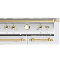 Painel de controle do Fogão Lofra Vintage Dolcevita com botões em dourado e mostrador de temperatura.