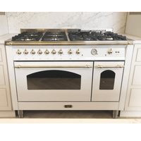 Fogão Lofra Vintage Dolcevita 7 bocas branco com forno elétrico duplo e 124 litros de capacidade.