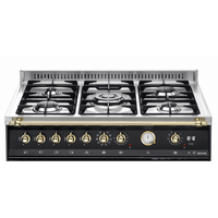 Fogão Lofra Vintage Dolcevita 5 Bocas com queimadores profissionais e design preto fosco.