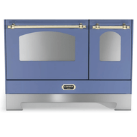 Fogão Lofra Vintage Dolcevita 5 bocas, forno elétrico duplo, cor lavanda, design elegante e moderno.