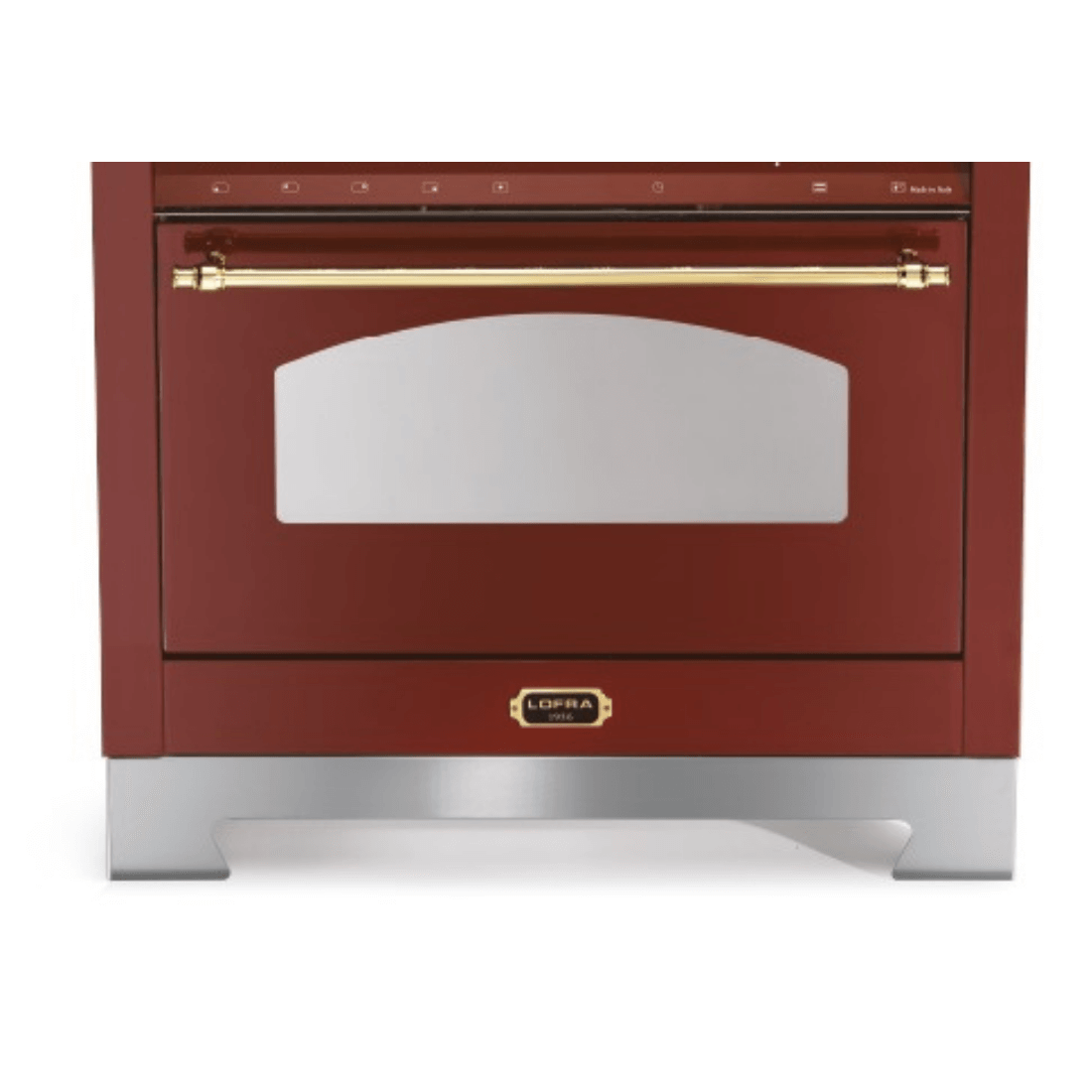 Fogão Lofra Vintage Dolcevita Vinho 5 bocas com forno elétrico de 102 litros e design sofisticado.