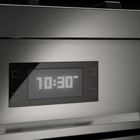 Fogão Bertazzoni Professional Laranja 90cm 6 Bocas Forno Elétrico 108L - painel digital inox do forno com display horário e botões táteis, estilo profissional