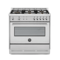 Fogão Bertazzoni Professional Inox 90cm 5 Bocas Forno a Gás 142 Litros - fogão de piso inox 5 bocas, grelhas em ferro, forno a gás frontal com painel cromado