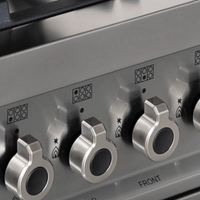 Fogão Bertazzoni Professional Vermelho 90cm 6 Bocas Forno Elétrico 108L: painel inox com botões robustos e controle frontal do fogão profissional