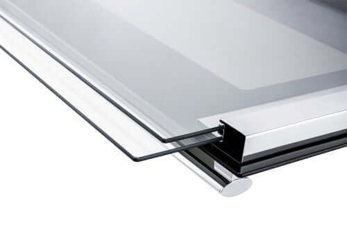 Fogão Lofra New Maxima Inox 60cm 4 Bocas Forno a Gás 72L - fogão de embutir inox polido com forno a gás, puxador cromado e porta de vidro dupla