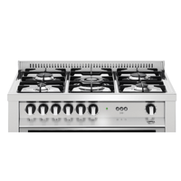 Fogão Lofra New Maxima Inox 90cm 5 Bocas Forno a Gás 102L – fogão de piso inox polido 5 bocas com trempes de ferro e painel com botões frontais