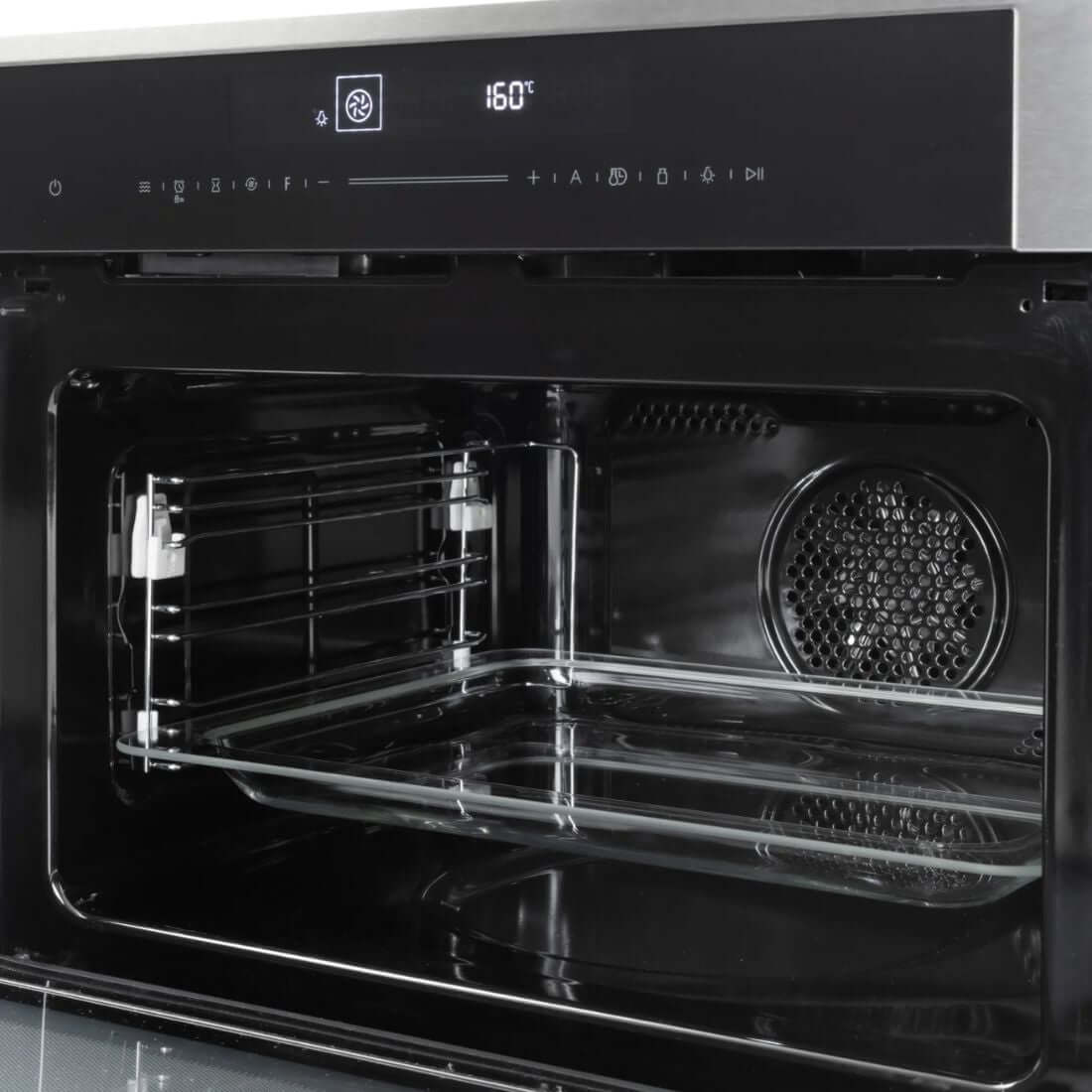 Forno CrissAir Combinado com Micro-ondas 52 Litros Inox 60cm em inox, embutido, painel digital touch e porta de vidro com grelha interna