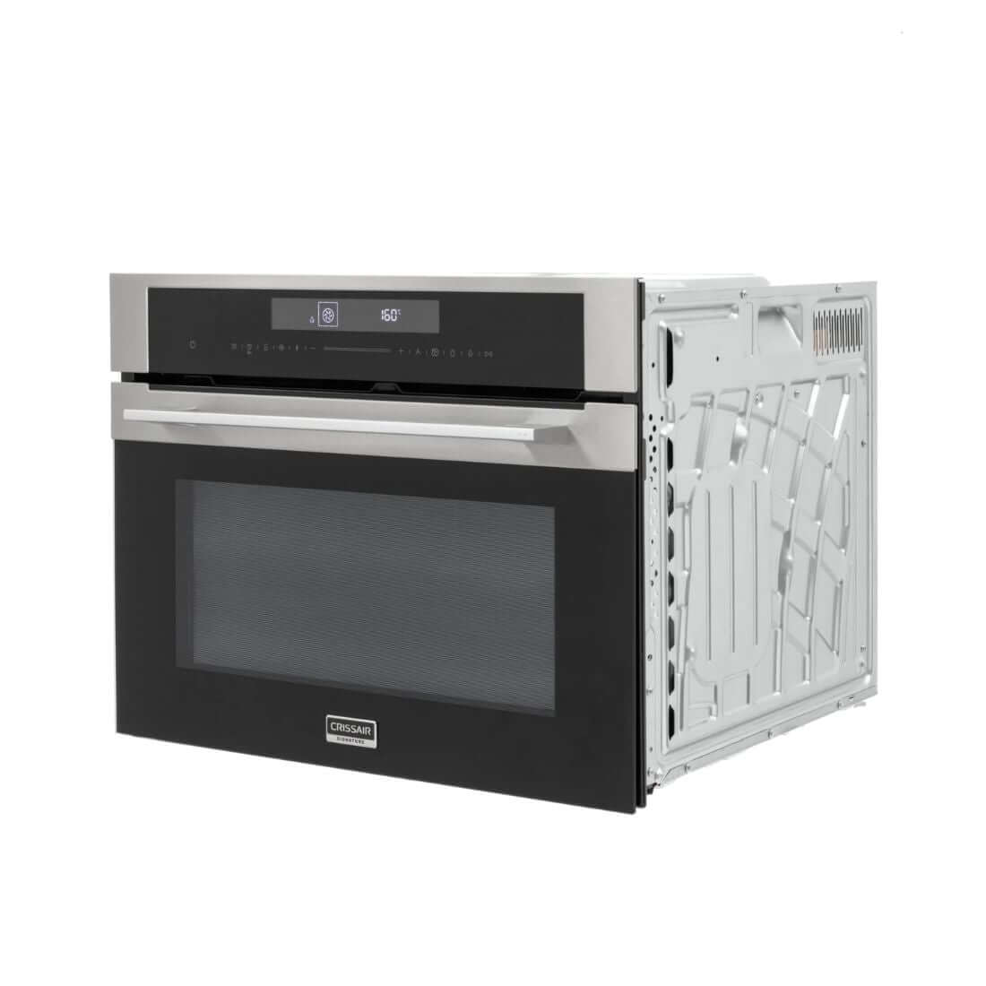Forno CrissAir Combinado com Micro-ondas 52 Litros Inox 60cm CrissAir combinado 52L em inox, porta de vidro preto, painel digital touch e embutir