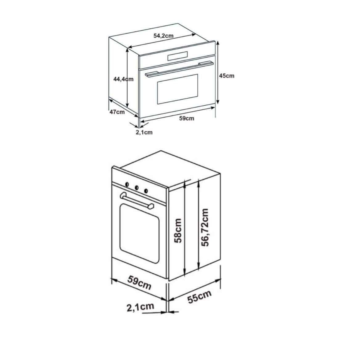 Torre Quente Cuisinart Arkton Black 60cm | Forno e Micro: forno de embutir Cuisinart 35L em vidro preto com painel digital, porta de vidro e design coluna
