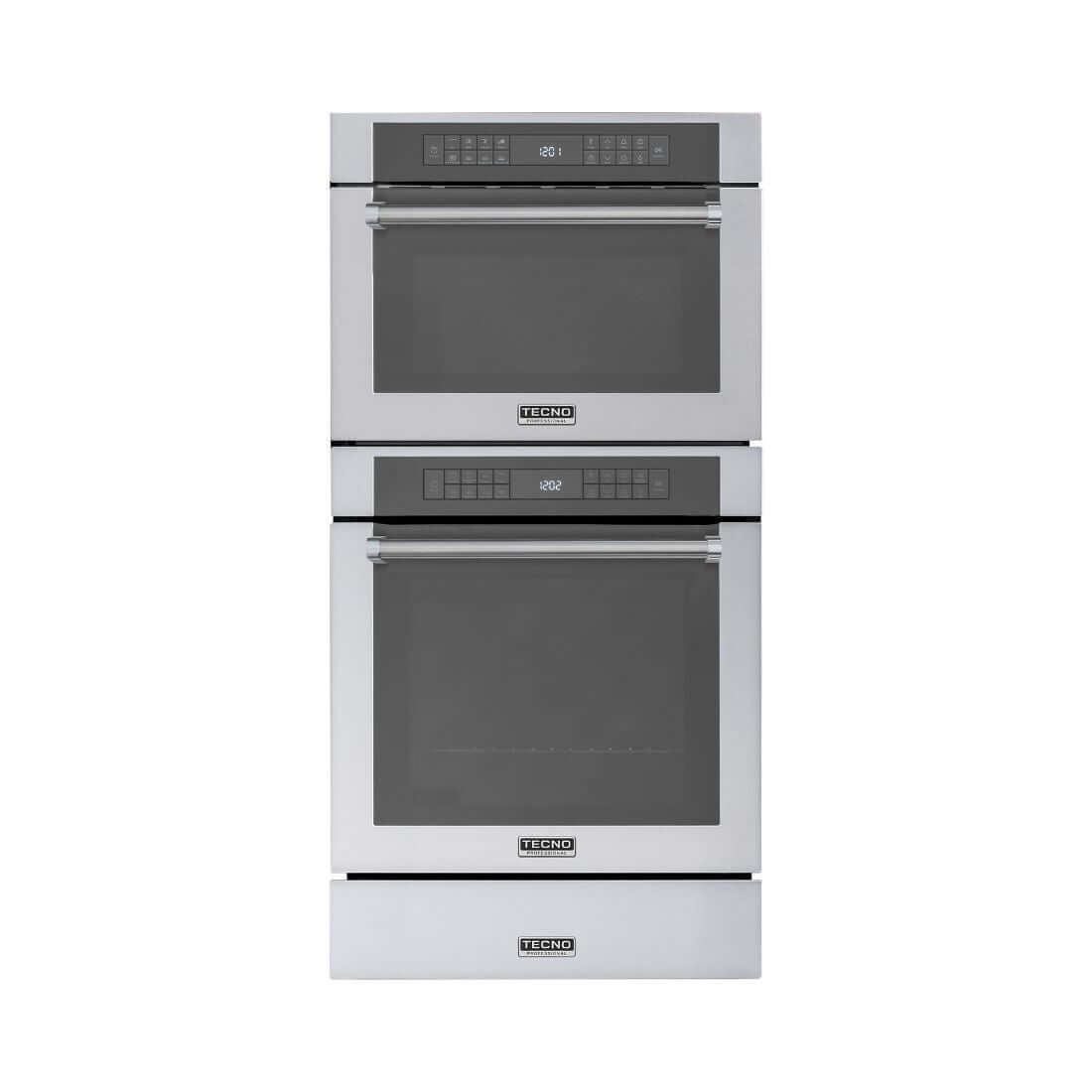 Alt Tag: Torre Quente Tecno Professional Inox 60cm | Forno, Micro e Gaveta - Torre quente Tecno com forno combinado e micro-ondas de embutir em inox, painéis digitais e gaveta