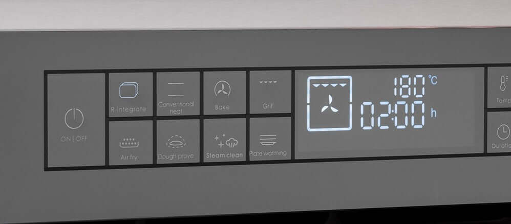 Torre Quente Tecno Professional Inox 60cm | Forno, Micro e Gaveta - painel digital em inox com display azul e botões touch para forno combinado