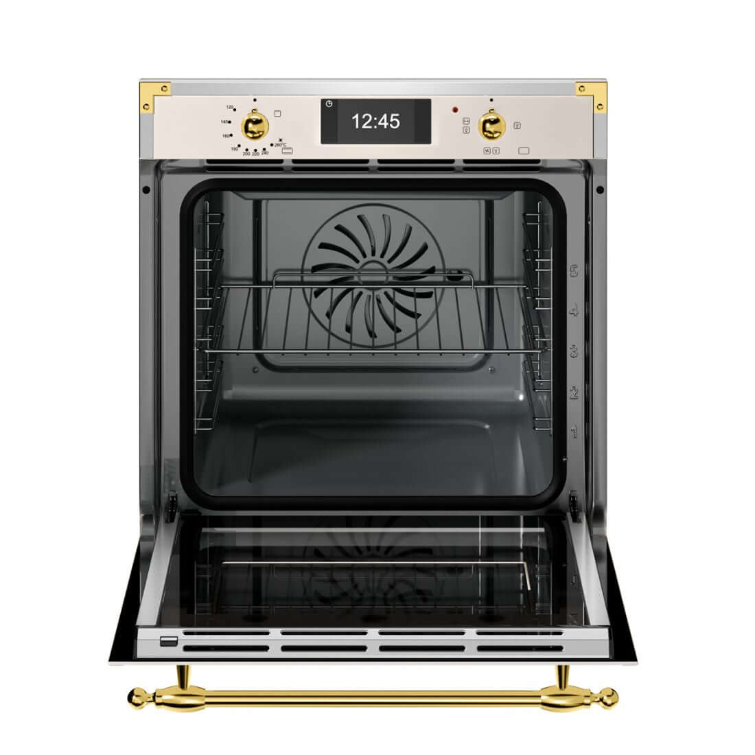 Forno Bertazzoni Heritage Elétrico a Vapor 76 Litros Marfim 60cm - forno elétrico de embutir em inox com porta de vidro, painel digital e detalhes dourados