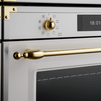 Forno Bertazzoni Heritage Elétrico a Vapor 76 Litros Inox 60cm - forno elétrico de embutir com acabamento inox branco, puxador dourado e painel digital