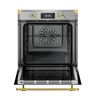 Forno Bertazzoni Heritage Elétrico a Vapor 76 Litros Inox 60cm - forno elétrico de embutir em inox com porta de vidro, painel digital e puxador dourado