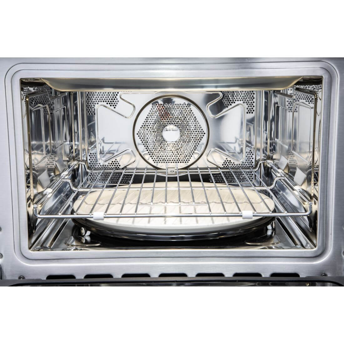 Forno Evol combinado com Micro-ondas 45L Inox 76cm interior em aço inox com grade e assadeira