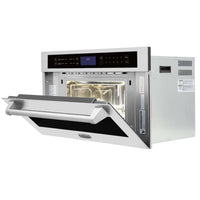 Forno Evol combinado com Micro-ondas 45L inox 76cm aberto com painel digital touch, função Air Fry e grill