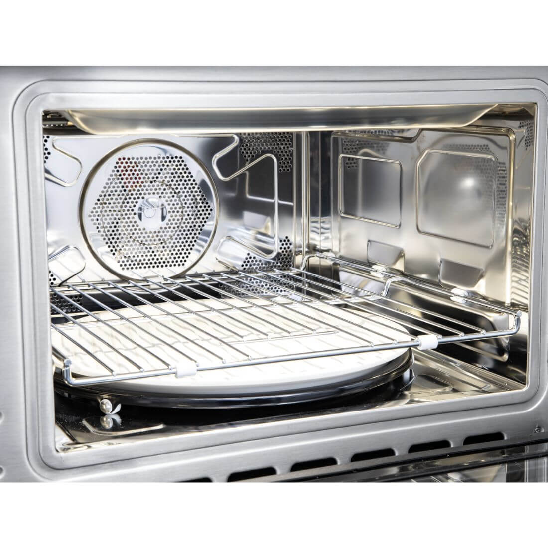 Forno Evol combinado com Micro-ondas 45L inox 76cm interior com grade e prato giratório Air Fry e grill