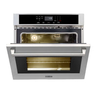 Forno Evol Elétrico 135L inox 76cm com painel digital e porta aberta mostrando interior iluminado