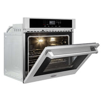 Forno Evol Elétrico 135 litros inox 76cm com porta aberta e interior iluminado para assadeiras grandes