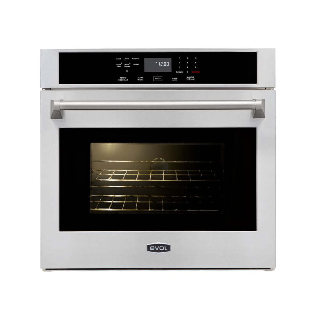 Forno Evol Elétrico 135L Inox 76cm embutir com painel digital e interior espaçoso para assadeiras grandes