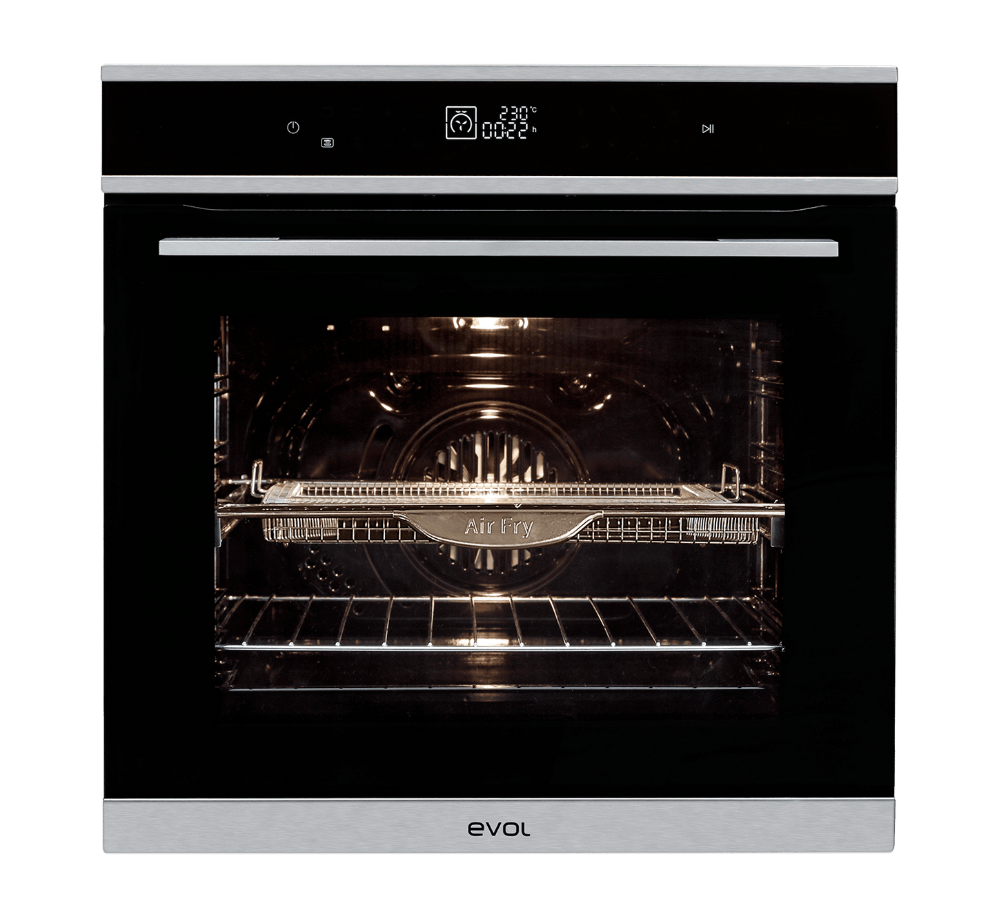 Forno Evol Elétrico IX17 73L preto embutir com Air Fryer, painel digital Wake Up e cesto incluso