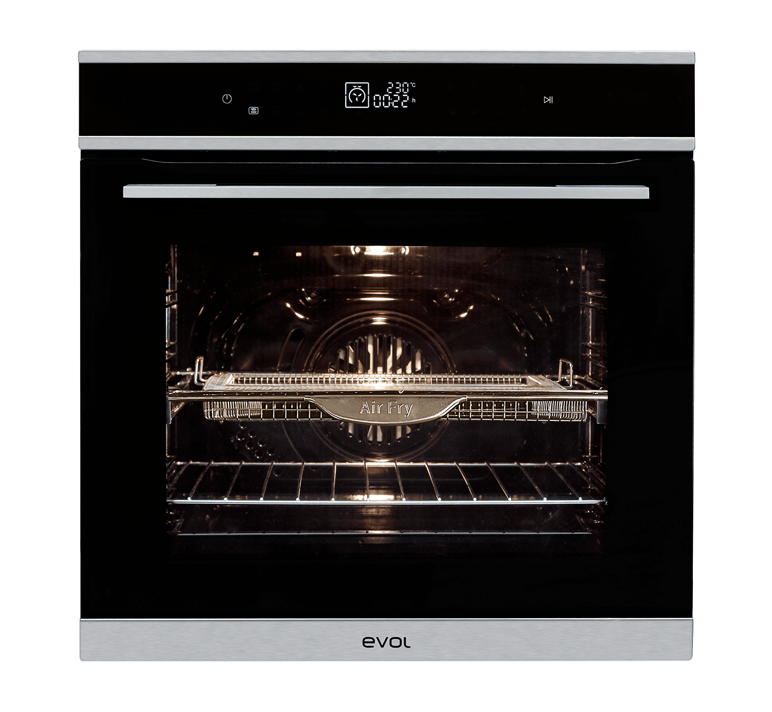 Forno Evol Elétrico IX17 73L preto embutir com Air Fryer, painel digital Wake Up e cesto incluso