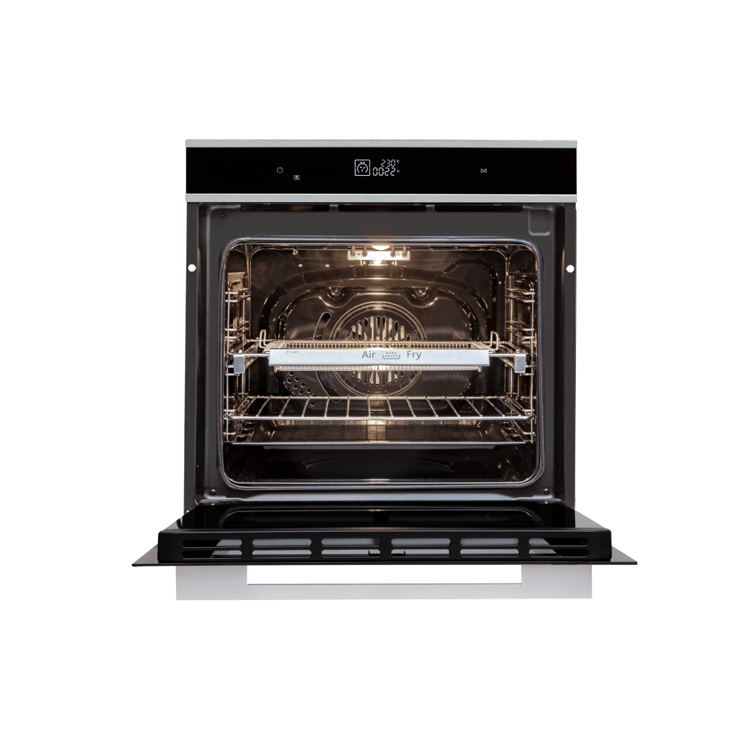 Forno Evol Elétrico embutir 73L com Air Fryer e cesto incluso, vidro preto 60cm, painel digital Wake Up