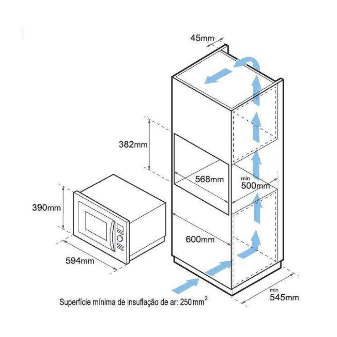 Forno Micro-ondas Combinado Tecno 25 Litros Inox 60cm 220V