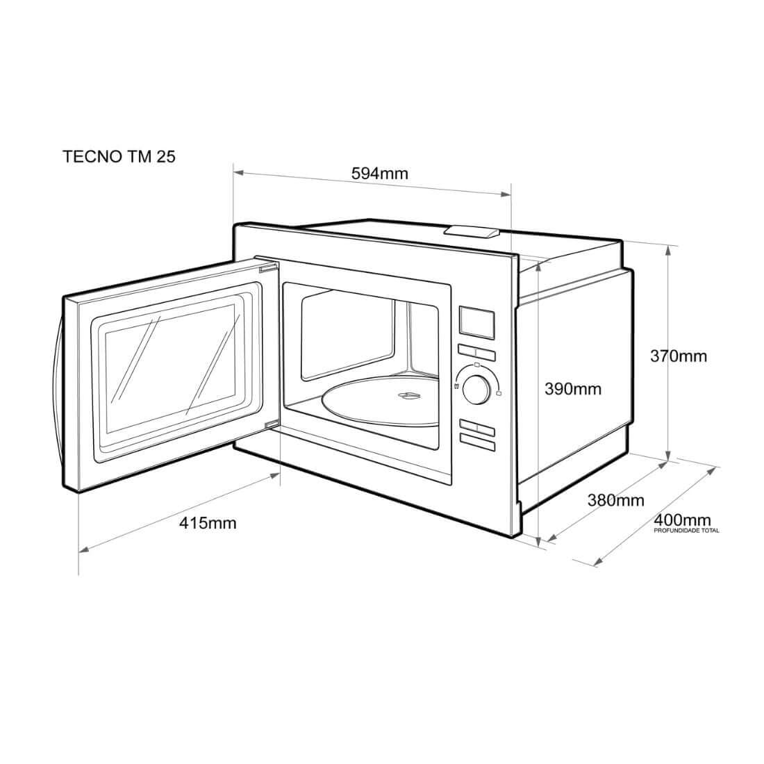 Forno Micro-ondas Combinado Tecno 25 Litros Inox 60cm