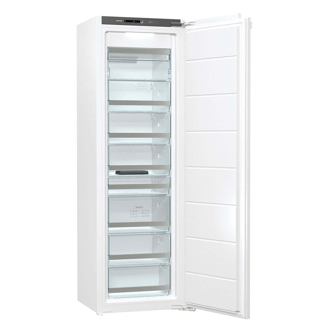Freezer Gorenje Porta para Revestir 235 Litros em branco, vertical para embutir com várias gavetas internas e painel frontal para revestir