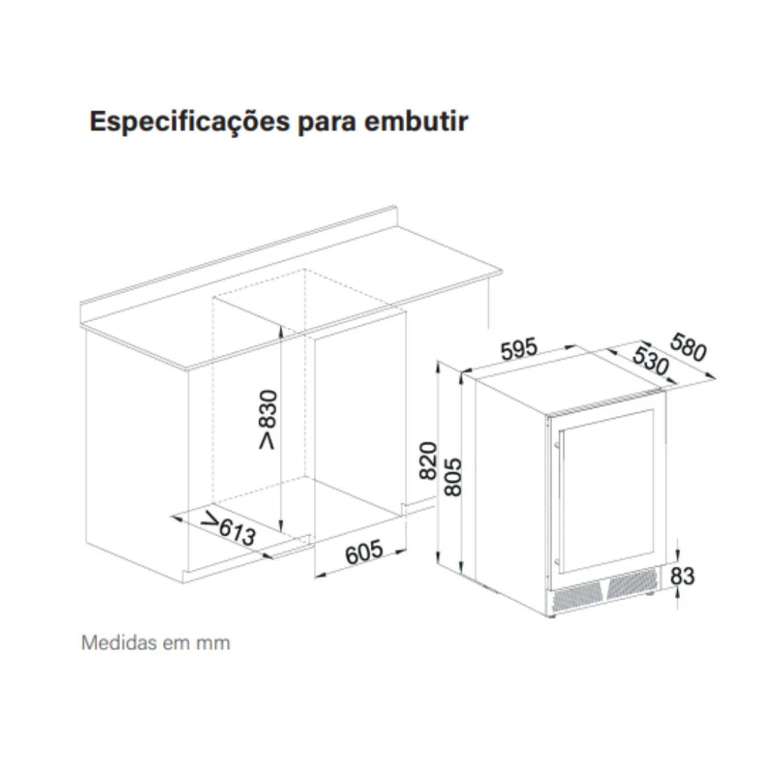 Freezer de embutir Evol Smart 142 Litros Inox 220V - Abertura para Direita