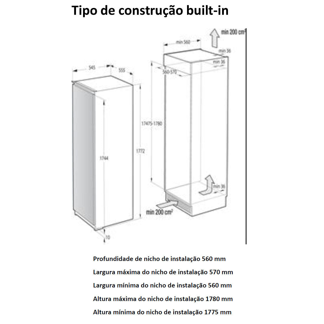 Freezer Gorenje Vertical de Embutir e Revestir No Frost 1 Porta 235 Litros 220V