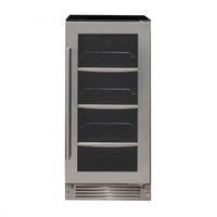 Cervejeira de embutir Cuisinart Arkton Inox 38cm 220V - frigobar de embutir inox com porta de vidro, prateleiras e design compacto