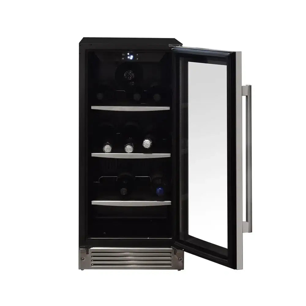 Cervejeira de embutir Cuisinart Arkton Inox 38cm 220V - frigobar de embutir com porta de vidro, acabamento inox e prateleiras internas