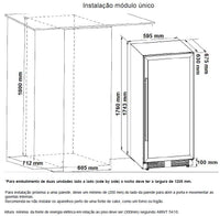 Adega de Vinhos Professional de Embutir 141 Garrafas 3 Zonas 220V - Abertura para Direita