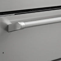 Gaveta Aquecida Bertazzoni Master 10 Serviços Inox 76cm: gaveta aquecida de embutir em inox escovado com puxador tubular e acabamento premium