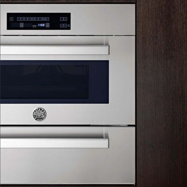 Gaveta Aquecida Bertazzoni Professional 10 Serviços Inox 76cm em inox escovado, puxador retangular e painel digital, design embutido elegante