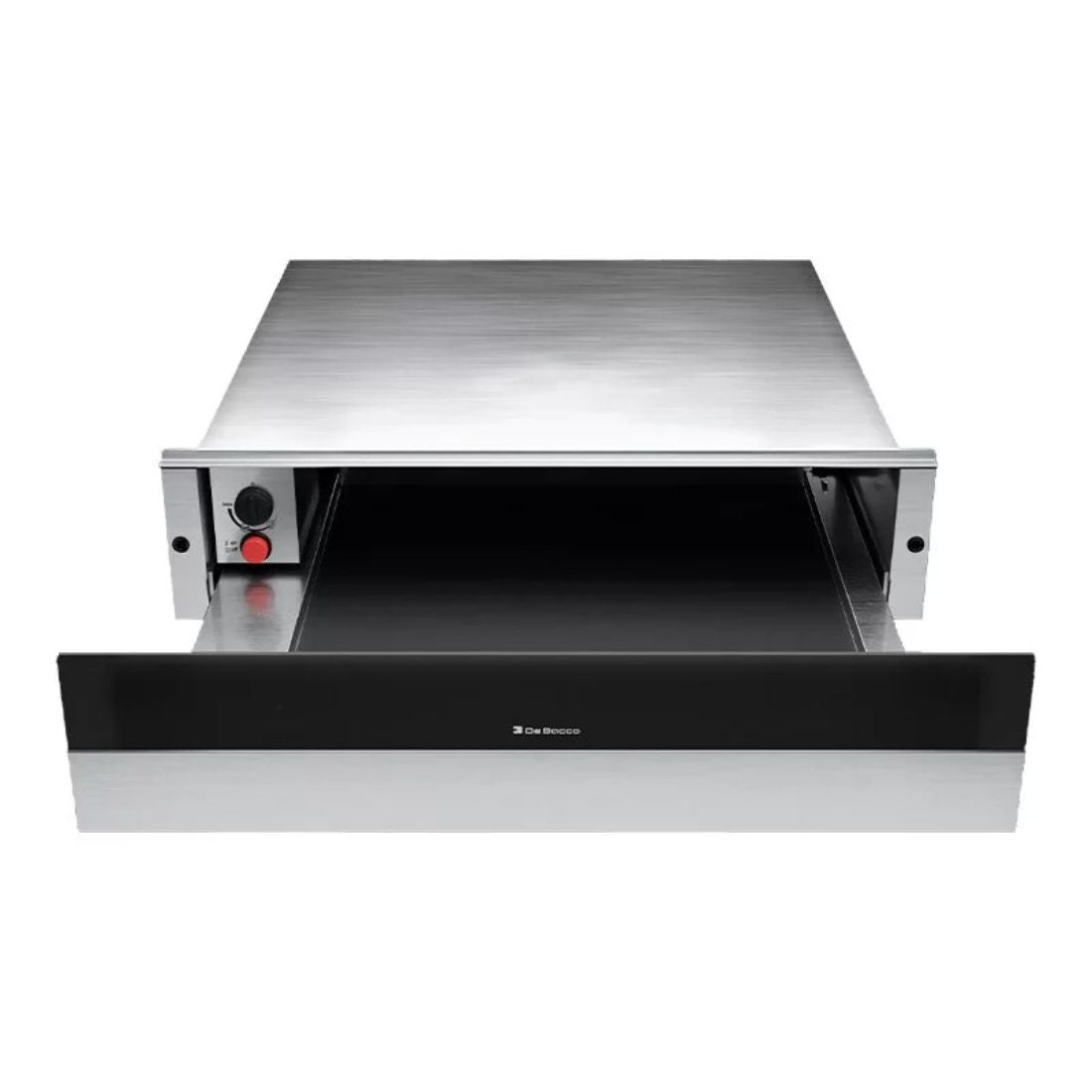 Gaveta Aquecida Debacco Montreal Inox e Vidro 60cm em inox e vidro com painel lateral, puxador discreto e design para embutir