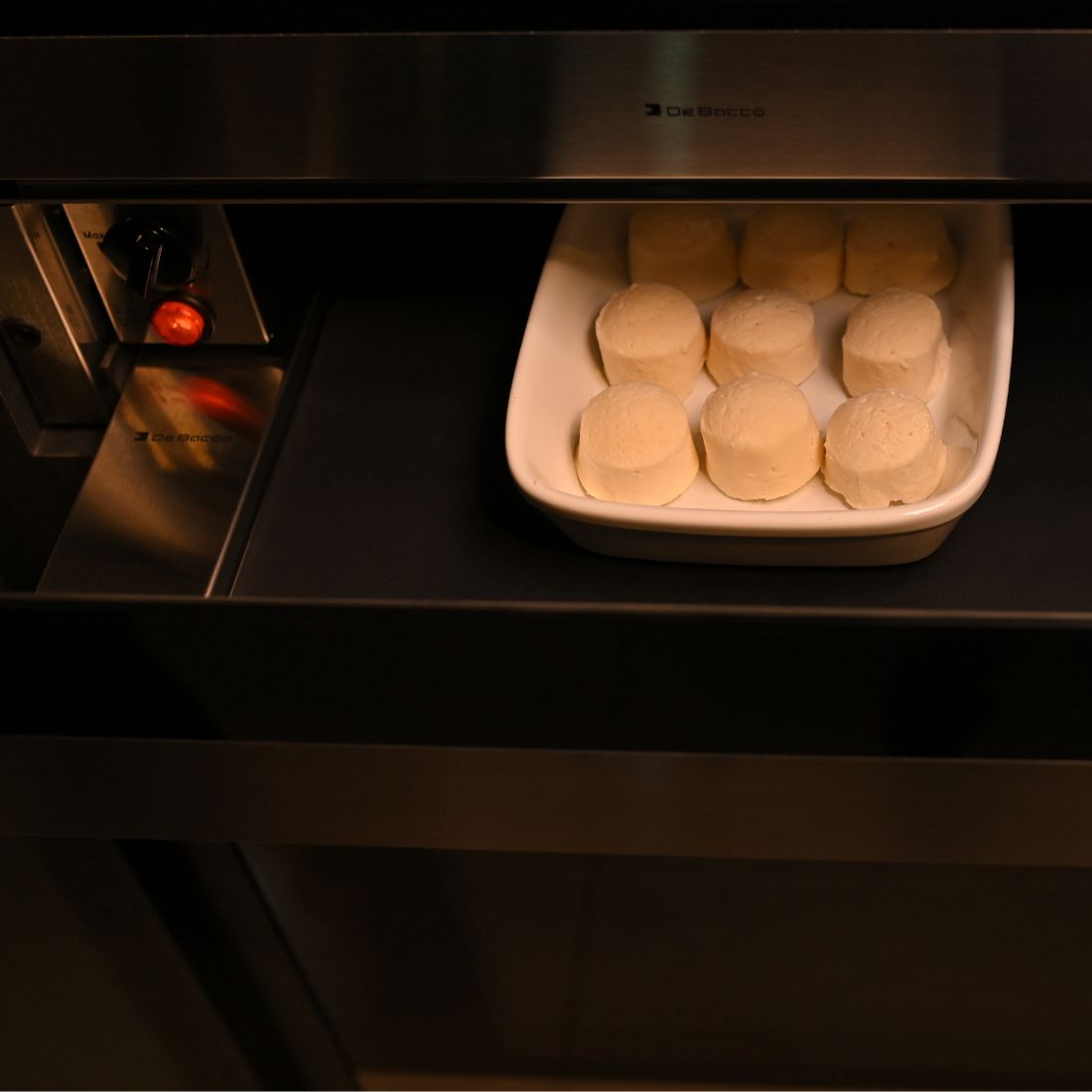 Gaveta Aquecida Debacco Montreal Inox e Vidro 60cm, gaveta aquecida embutida em inox com vidro, puxador discreto e panel de controle visível