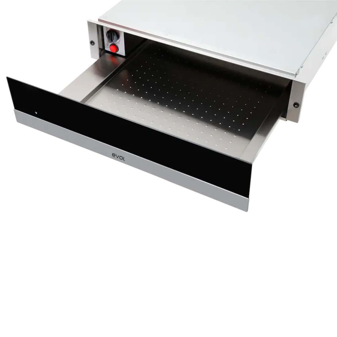 Gaveta Aquecida Evol com frente vidro preto 60cm, interior inox e controle de temperatura para 6 serviços