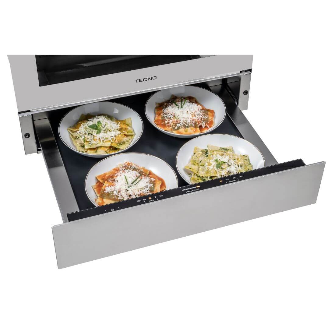 Gaveta Aquecida Tecno Original Inox 60cm com acabamento inox escovado, painel touch interno e abertura por toque, embutida