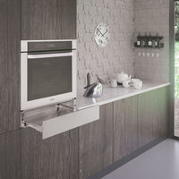Gaveta Aquecida Tecno Original Inox 60cm em inox escovado embutida sob forno com puxador discreto e painel de controle interno