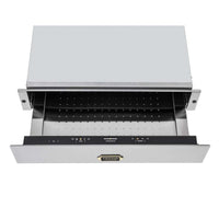 Torre Quente Tecno Vintage Inox 60cm | Forno, Micro e Gaveta - gaveta aquecida em inox embutida com painel digital e acabamento vintage