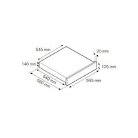 Gaveta Aquecida Bertazzoni Professional 4 Serviços Inox 60cm em desenho técnico com medidas, acabamento inox, frente com puxador e 125mm de altura