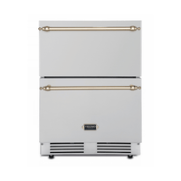 Gaveta Refrigerada Tecno Vintage com Freezer 95 Litros Inox 61cm - gaveta refrigerada de embutir inox com duas gavetas e puxadores dourados