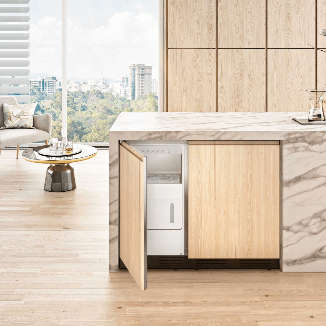 Máquina de Gelo Tecno para Revestir 50kg/dia Inox 45cm - máquina de gelo de embutir em inox com porta para revestir e painel discreto