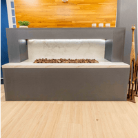 Lareira a Gás com Pedra Vulcânica Acionamento Controle Remoto e Smart LCZ PV - 60cm a 180cm: lareira a gás de embutir com pedra vulcânica, vidro frontal e controle remoto