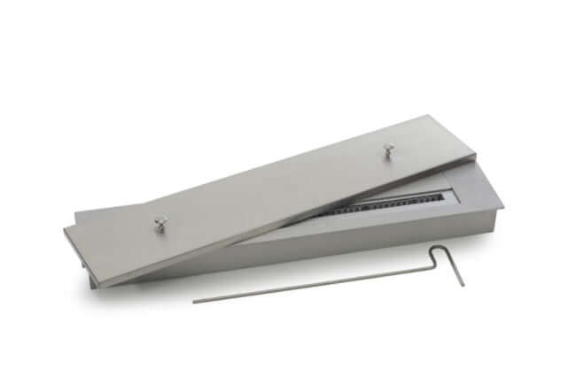 K3 queimador - Lareira Ecológica 81cm Inox escovado com Tampa e Acendedor, queimador ecológico embutir inox escovado com tampa e acendedor
