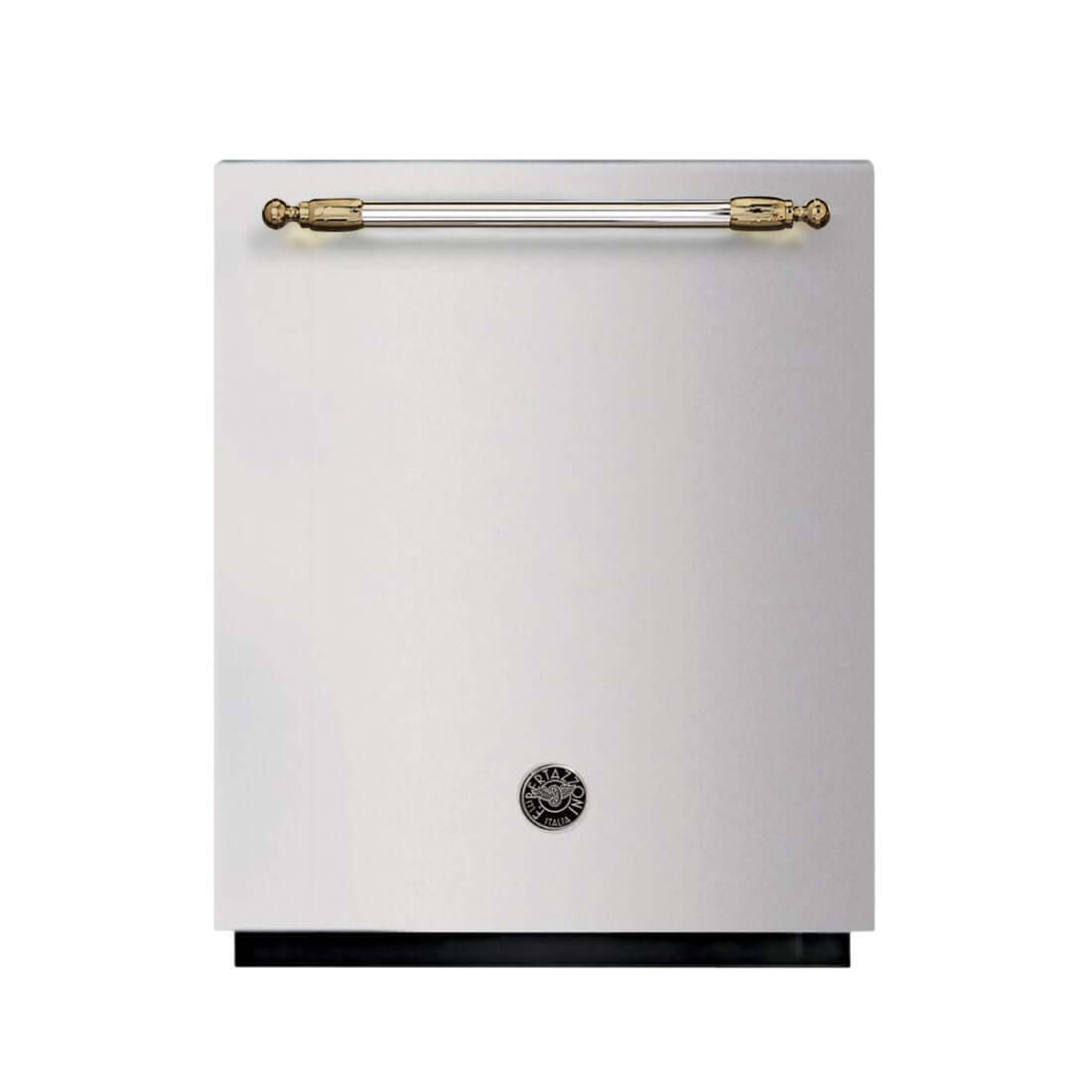 Lava-Louças Bertazzoni Heritage 16 Serviços Inox 60cm - lava louças de embutir em inox branco com puxador dourado, painel discreto e design integrado