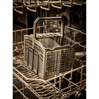 Lava-Louças Debacco Porta para Revestir 14 Serviços 60cm mostrando cesto de talheres removível em aço inox e interior embutido